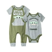 Star Wars The Mandalorian Baby Yoda Coverall and Bodysuit Set, Sizes 0-9M